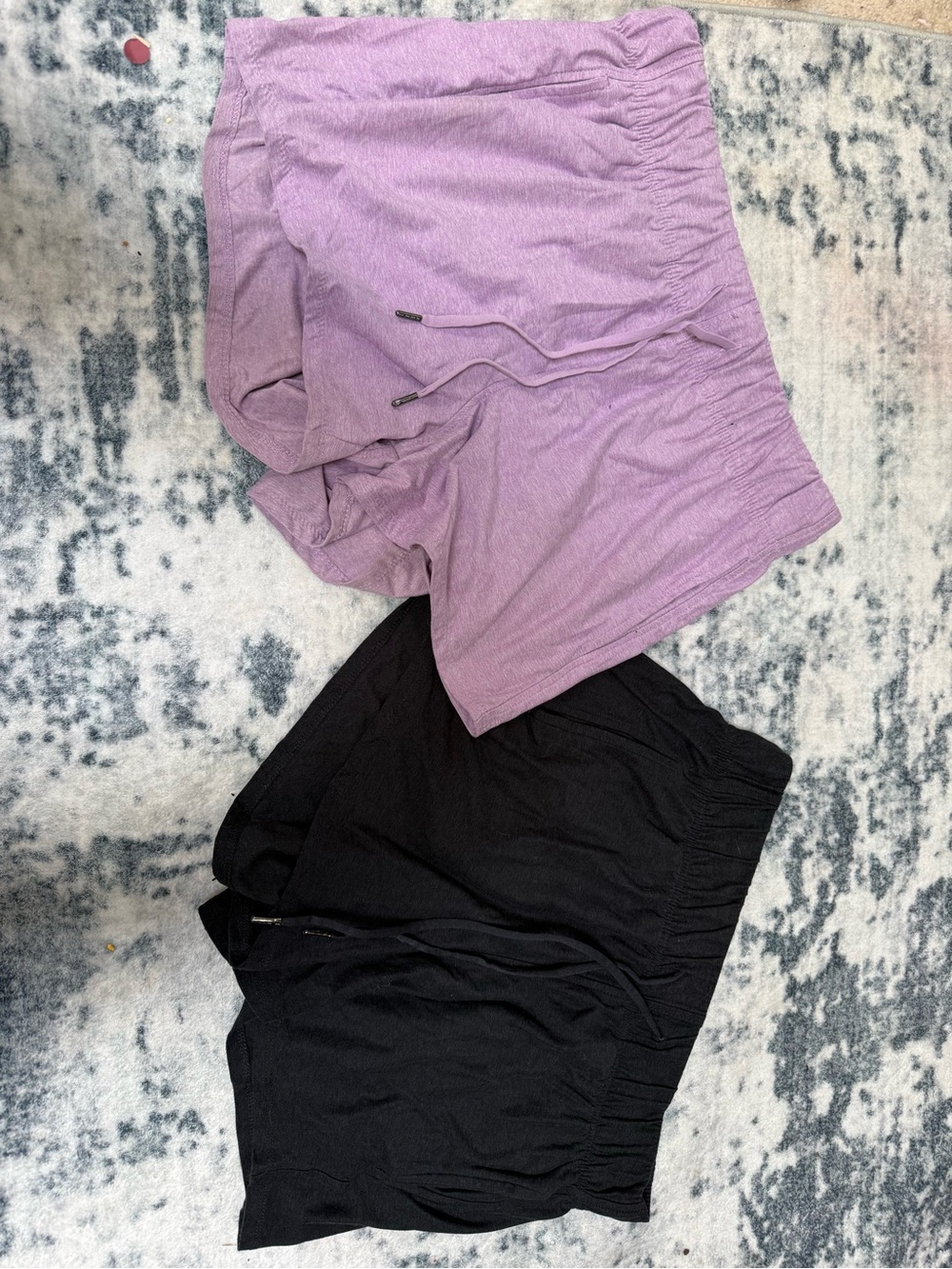 Athletic Works Lavender and Black Elastic-Waist Shorts Set